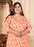 Designer printed Orange Co-ord set with Lace work